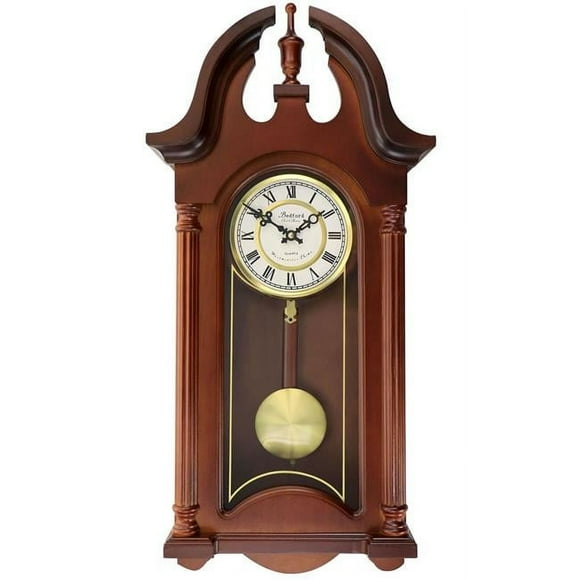 Bedford Clock Collection BED-DELPHINE 27 in. Delphine Chiming Pendulum Wall Clock, Mahogany