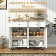 thumbnail image 4 of ANPOO 51.2" Movable Kitchen Island with Drop Leaf and Power Outlet, Rolling Kitchen Cart with Rubber wood Countertop, Island Table on Wheels for Kitchen w/2 Drawers, Spice Rack, Adjustable Shelves, 4 of 9
