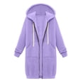 thumbnail image 6 of Zip Up Hoodies Womens Long Sleeve Long Tunic Sweatshirts Oversized Fleece Casual 2026 Fall Jacket Coat with Pocket Light Purple 2XL, 6 of 8