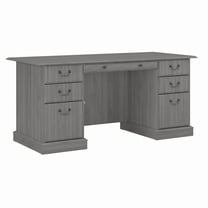 Bush Furniture Saratoga Executive Desk with Drawers in Modern Gray