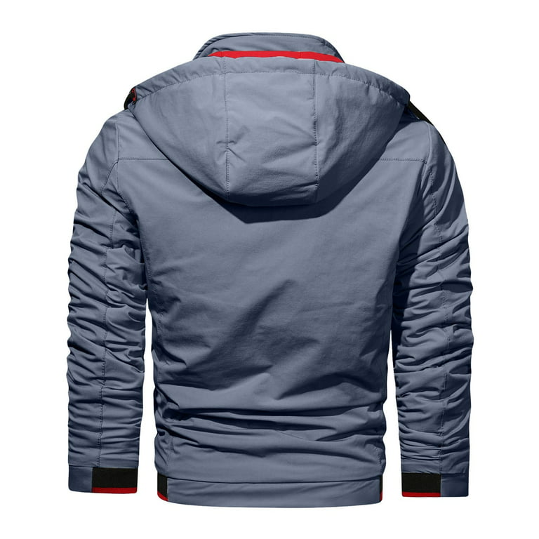 LEEy-world Mens Jacket Men's Skiing Jacket with Hood Waterproof Hiking  Fishing Travel Jacket Parka Raincoat Blue,XL 