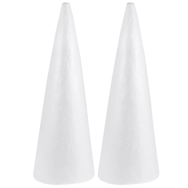 Miangastore 2pcs Craft Foam Cone White Polystyrene Christmas Tree Foam Cones for DIY Craft Project Xmas Tree Table Centerpiece