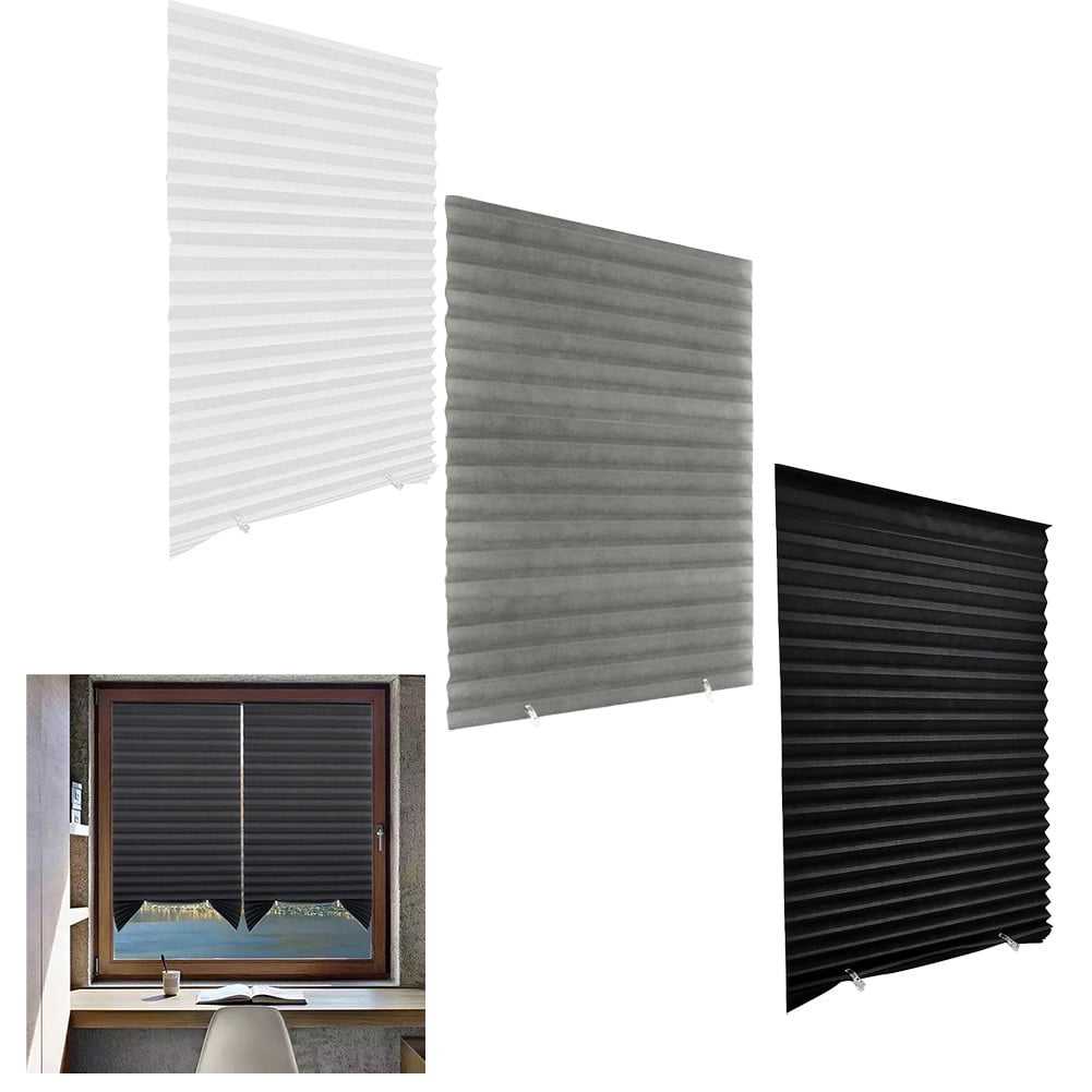 Folding Blind Full Blackout Curtains Privacy Screen Blackout Blinds for Window Black
