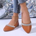 thumbnail image 6 of Miqool Womens Pointed Toe Flat Shoes Rhinestone Decorated Slip On Comfortable PU Casual Dressy Work Flats Office Shoes, 6 of 9