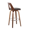 thumbnail image 4 of Trilogy Mid-Century Modern Barstool In Walnut And Brown Faux Leather - Set Of 2, 4 of 7