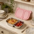 thumbnail image 4 of TOPRenddon Stainless Steel Snack Containers with Silicone Lids 2 Compartment, Reusable Meal Prep Food Storage Box, Leakproof Bento Lunch Box for Adults Office Travel, 4 of 6
