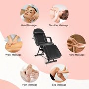 Artist Hand Recliner Massage Table Facial Lash Bed Salon Tattoo Chair with 2 Trays (Black)