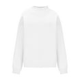 thumbnail image 3 of Oversized Sweatshirts Women Split Mock Crew Neck Plain Pullover Tops Long Sleeve Loose Casual Fall Winter Clothes (L, White), 3 of 7