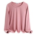 thumbnail image 2 of Chemises pour Femmes Roses Col Rond Doublé Polaire sous-Vêtements Thermiques Hauts Ajustés Manches Longues Chemises Thermiques Hauts d'Hiver pour Sortir, 2 of 6