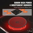 thumbnail image 2 of KFFKFF Electric Range, 24" with 4 Elements, Integrated Electric Cooktop, 6000W Ceramic Surface, Glass Panel, Dial Controls, 11 Temperature Settings, 220-240V, Direct Wiring Required, 2 of 9