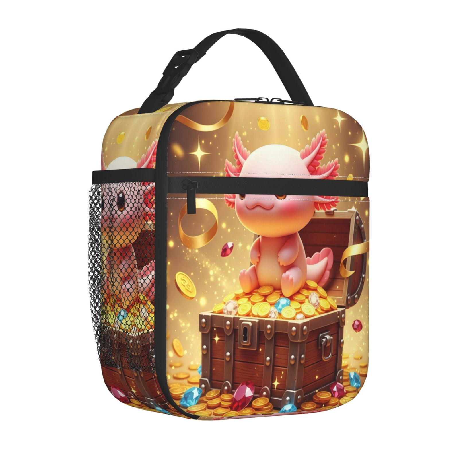 Lunch Bag For Women Men Insulated Portable Lunch Box Bento Box Office Picnic Travel Cooler Bag Cute Cartoon Axolotl 5