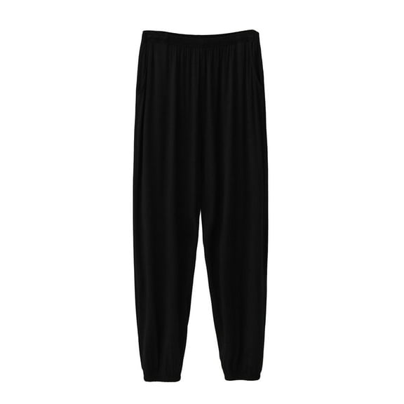 DJDLJWCJ Men's Pajama Bottom Pants Elastic Waist Loose Lightweight Sleep Lounge Pants Pocket, Sleepwear Pants Black 6XL
