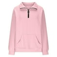 thumbnail image 4 of idosla Women's Quilted Sweatshirts Zipper Neck Long Sleeve Textured Solid Casual Loose Fashion Fall Pullover Tops (Pink, L), 4 of 8
