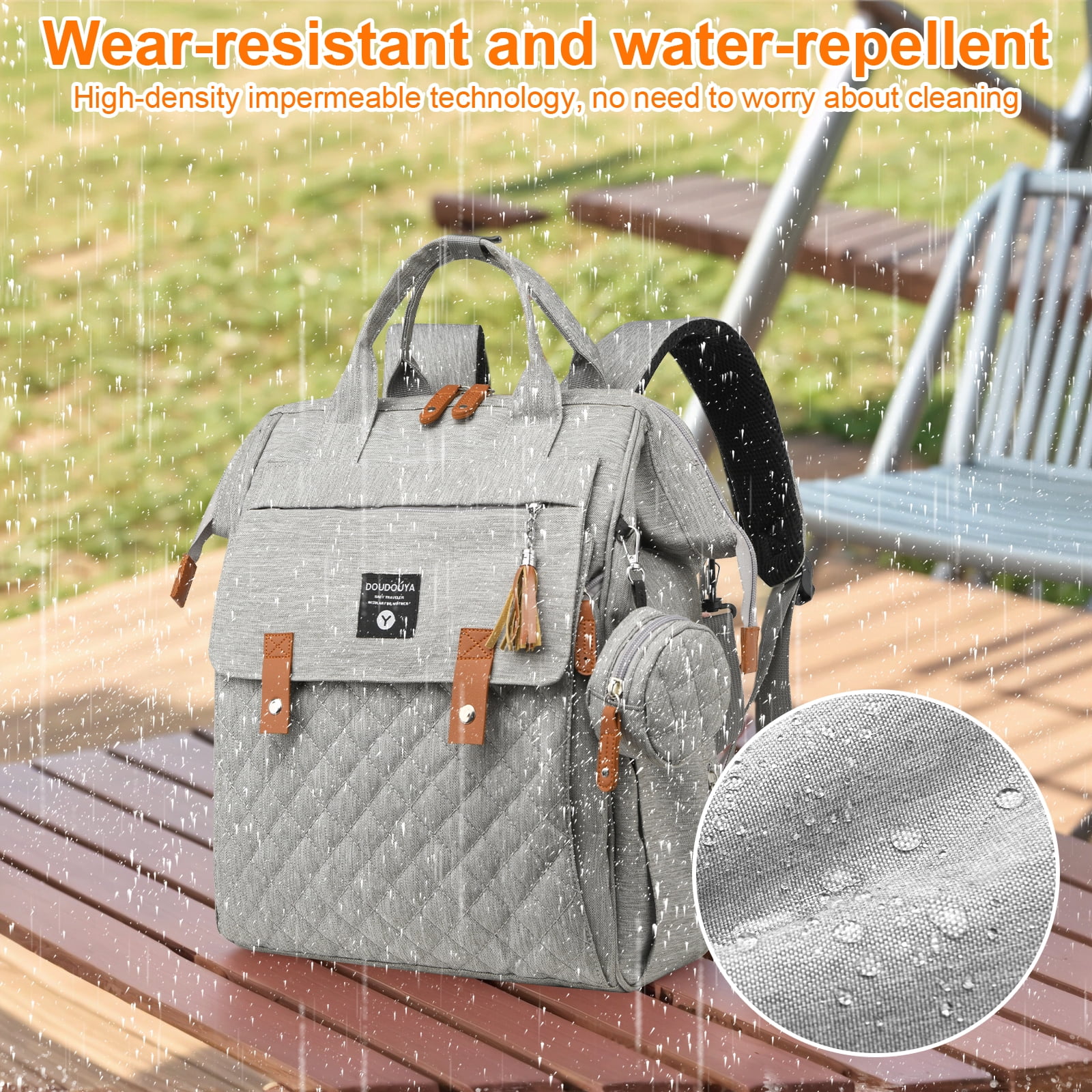 Eurhowing Baby Diaper Bag Backpack for Mom & Dad, Large Capacity Baby Bag with Stroller Straps & Insulated Pocket, Waterproof Diaper Backpack for Travel, Silver Gray