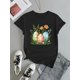 thumbnail image 2 of Vintage Easter Egg & Floral Print T-Shirt - Casual Gray Crew Neck Short Sleeve Top, Soft , Women's Fashion, Ladies T-Shirts, 2 of 6