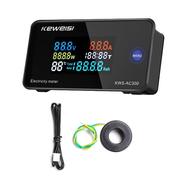 Voltímetro Digital Ac50-300V Amperímetro Potencia Corriente Voltaje Temperatura Humedad Dis Tomshoo KWS-AC300-100A
