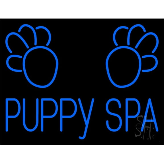 Puppy Spa LED Neon Sign 15" Tall x 19" Wide - inches Black Square Cut Acrylic Backing, with Dimmer - Premium built indoor Sign for Club, Home décor, Event, Workshop, Storefront.