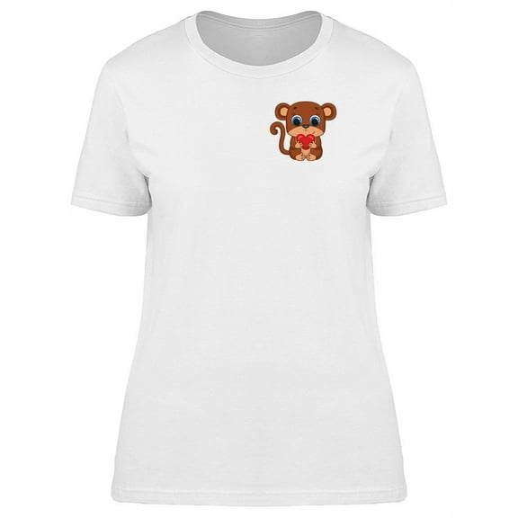 Monkey Holding Tiny Heart T-Shirt Women -Image by Shutterstock, Female Medium