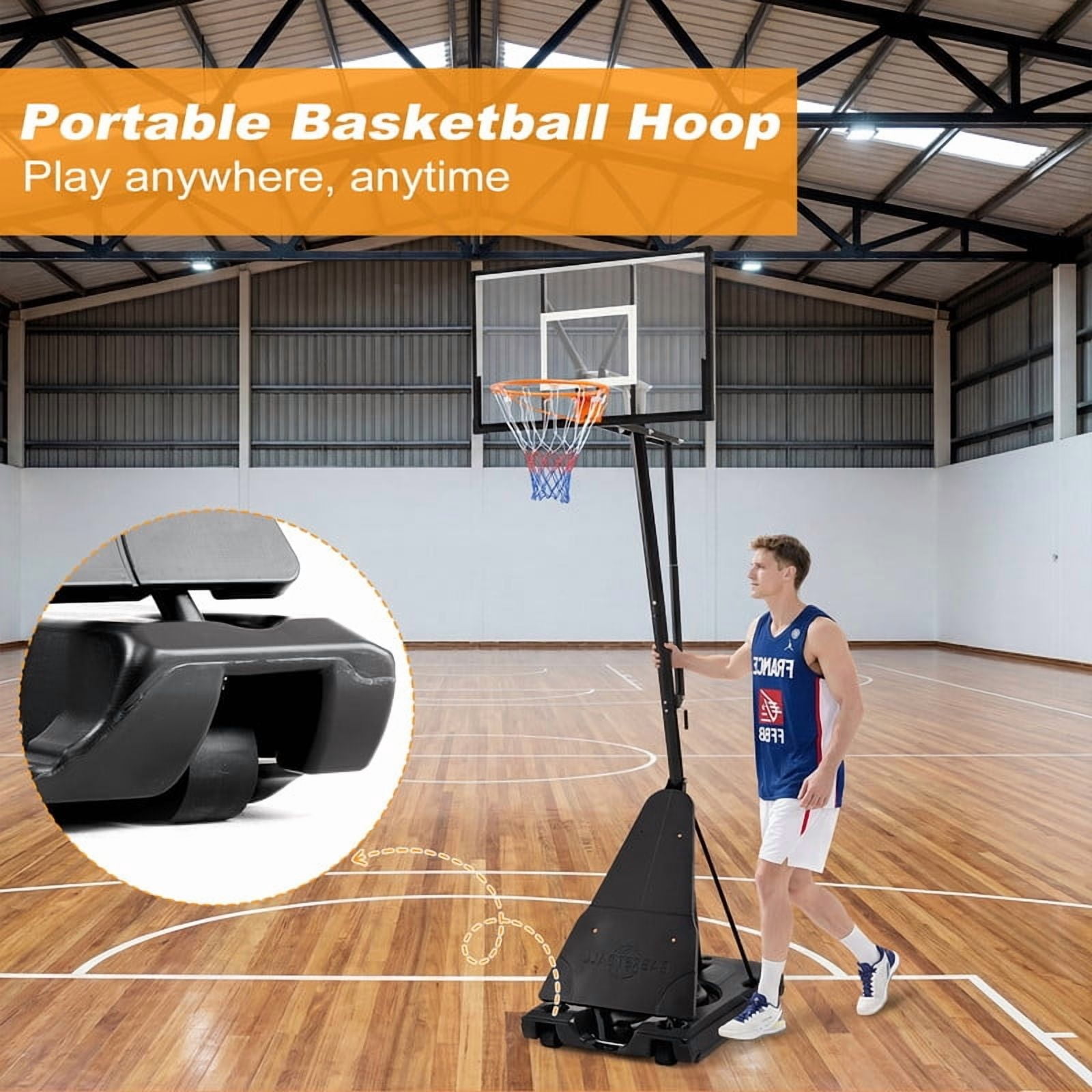 Gianna Portable Basketball Hoop Outdoor, 10FT Adjustable Height Basketball Goal with 44In Shatterproof Backboard, Shock Absorbent Rim, Fillable Base & Wheels