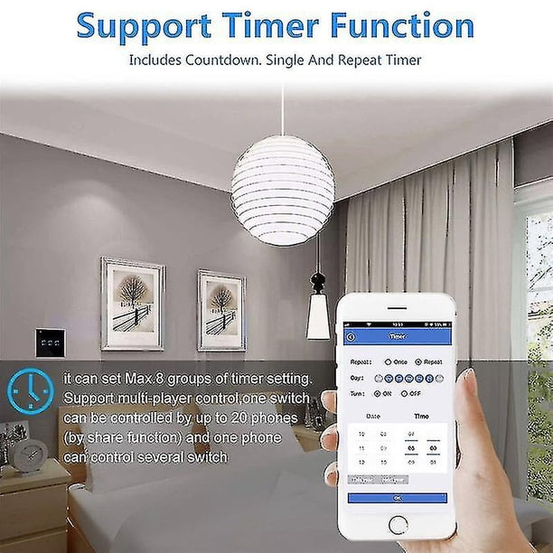 Tuya Smart Life - Interruptor de cortina con mando a distancia, enchufe europeo, color negro