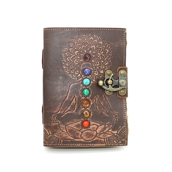 Soul Sticks 7 Chakras with Stones Brown Genuine Leather 200 Page Journal 5" x 7"