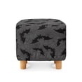 thumbnail image 2 of SCRAWLGOD Bat Spider Web Print Gray Ottoman Cover Square Stretch Footrest Stool Cover Washable Footstool Ottoman Slipcover with Elastic Bottom for Home Decoration, 2 of 7