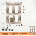 thumbnail image 4 of Autumn Alley White Washed Wood Shelf with 4 Hooks and 3 Shelves, Wall Mount, 4 of 8