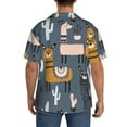 thumbnail image 3 of Uemuo Llama and Cactus Pattern Cotton Linen Short Sleeve Shirts,Casual Lightweight Button Down Shirts,Vacation Beach Summer Tops-Large, 3 of 7