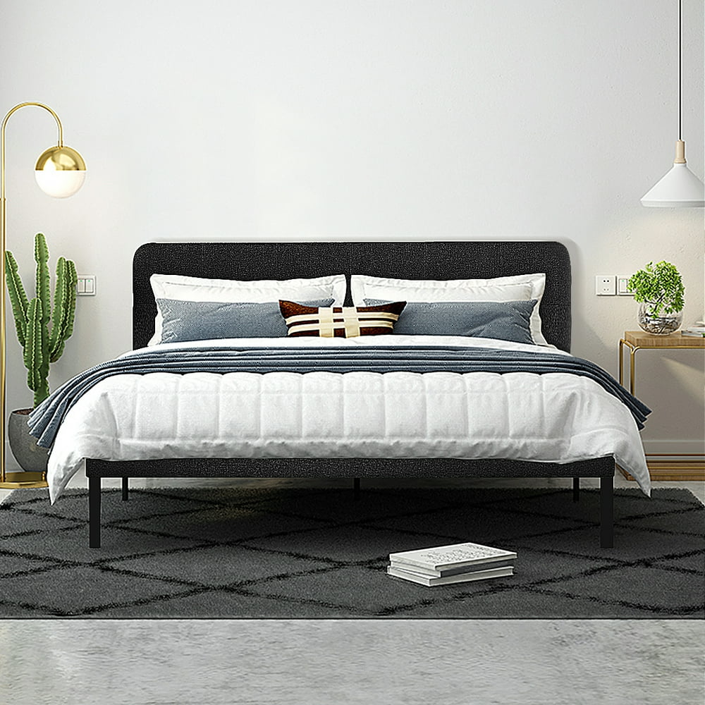 Modern Platform Bed Frame with Wooden Slat Support, Queen (Without