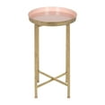 thumbnail image 2 of Kate and Laurel Celia Round Metal Foldable Tray Accent Table, Pink with Gold Base, 2 of 2