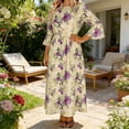 thumbnail image 2 of Mujeres Cuello Redondo Vestido Impreso Casual de Manga Corta Ligero Tejido Fluido para el Uso Diario de Primavera Verano, 2 of 7