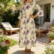 thumbnail image 2 of Mujeres Cuello Redondo Vestido Impreso Casual de Manga Corta Ligero Tejido Fluido para el Uso Diario de Primavera Verano, 2 of 7