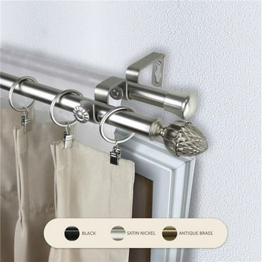 Central Design 4767-485 0.8125 in. Opal Double Curtain Rod with 48 to 84 in. Extension, Satin Nickel