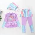 thumbnail image 2 of JAJAHO Girls Swimsuit For Kids Full Coverage Long Sleeve Rash Guard With Skirt Leggings Swim Cap 3 Piece Set For 3-12 Years Trendy Swimwear, 2 of 8