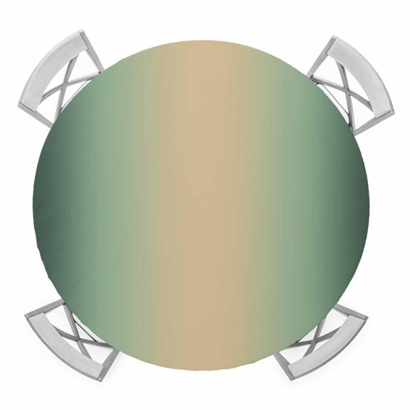 Khaki Deep Green Ombre Round Fitted Tablecloth with Elastic Edge, Waterproof Table Cloth Table Cover for 36"-44" Tables, Modern Abstract Art Gradient Tablecloths for Dining Picnic Indoor Outdoor