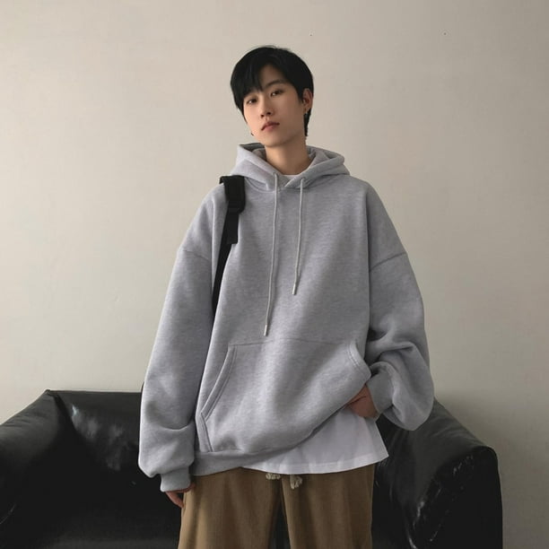 Sudadera Suelta Con Capucha Para Hombres Y Mujeres Coreano De Moda Lisa 7 Colores M-5XL Holgada De Gran Tamañopangjing