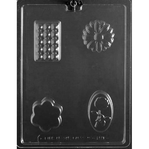 Grandmama's Goodies M253 Rose Massage Bar Chocolate Candy Soap Mold with Exclusive Molding Instructions