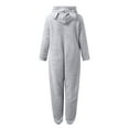 thumbnail image 5 of mgoYE Girls Hooded Onesie Pajamas 2-13 T Cute One Piece Fuzzy Sleepwear Zip Up Jumpsuits Winter Warm Lounge Outfits(Grey,12-13 Years), 5 of 5