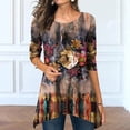thumbnail image 2 of Camiseta informal de manga larga con estampado de cuello redondo para mujer Pompotops qwe24098, 2 of 6