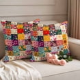 thumbnail image 3 of Pack of 2 Outdoor Pillow Covers 16x16 Inch Waterproof Spring Floral Throw Pillow Covers,Decorative Couch Pillow Case Sham Vintage Plaid Summer Botanical Colorful Patio Pillowcases Cushion Cover, 3 of 8