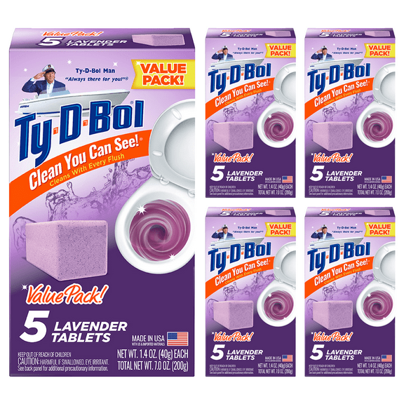 Ty-D-Bol Bleach-Free Toilet Bowl Cleaner Tablets, Unscented, 1.4 oz, 25 Pack