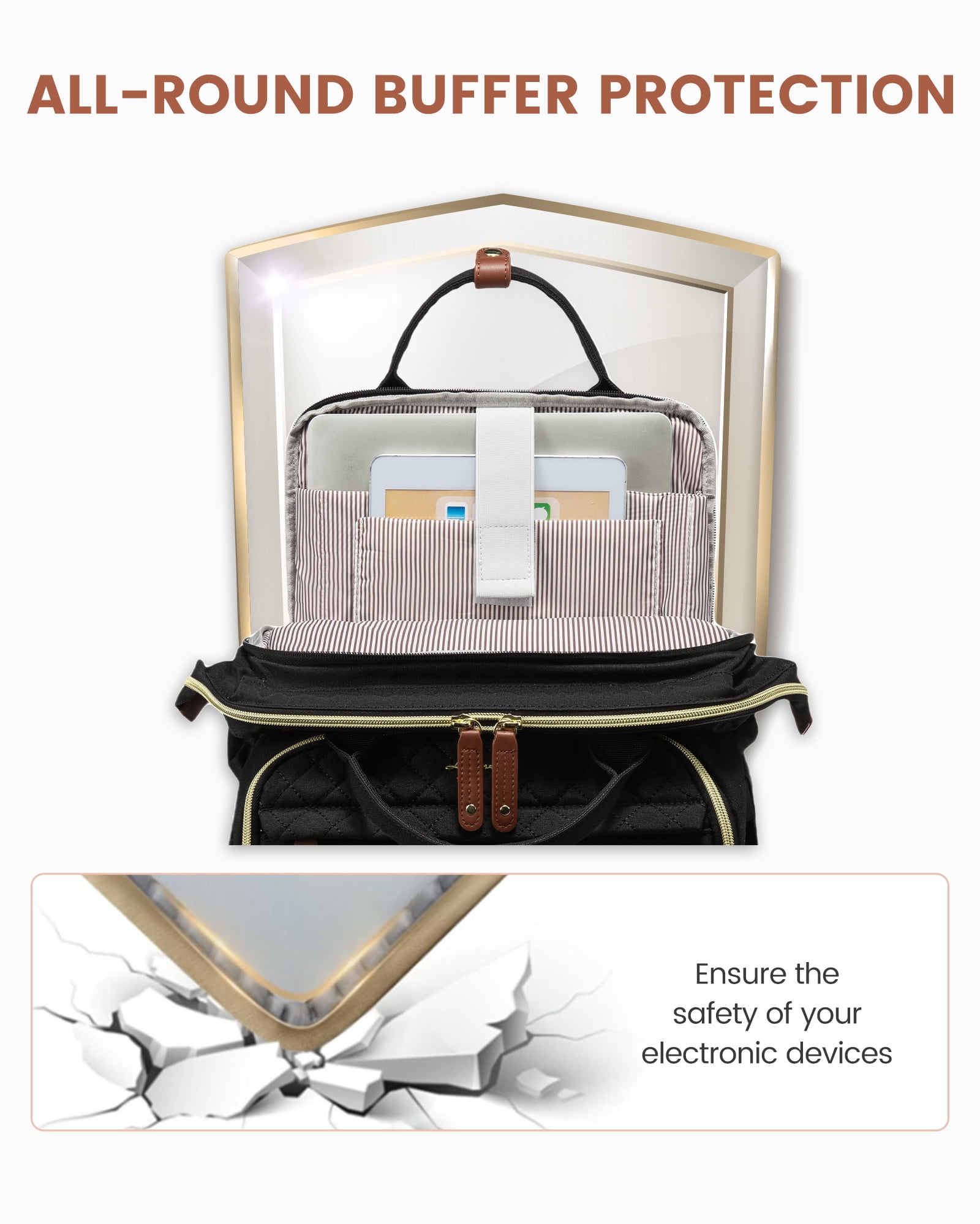 Lovevook Laptop Backpack for Women,Quilted Fashion Nurse Teacher Work Backpack Purses,Water-Resistant Travel Computer Bag for College Office Ladies Fit 15.6" Laptop