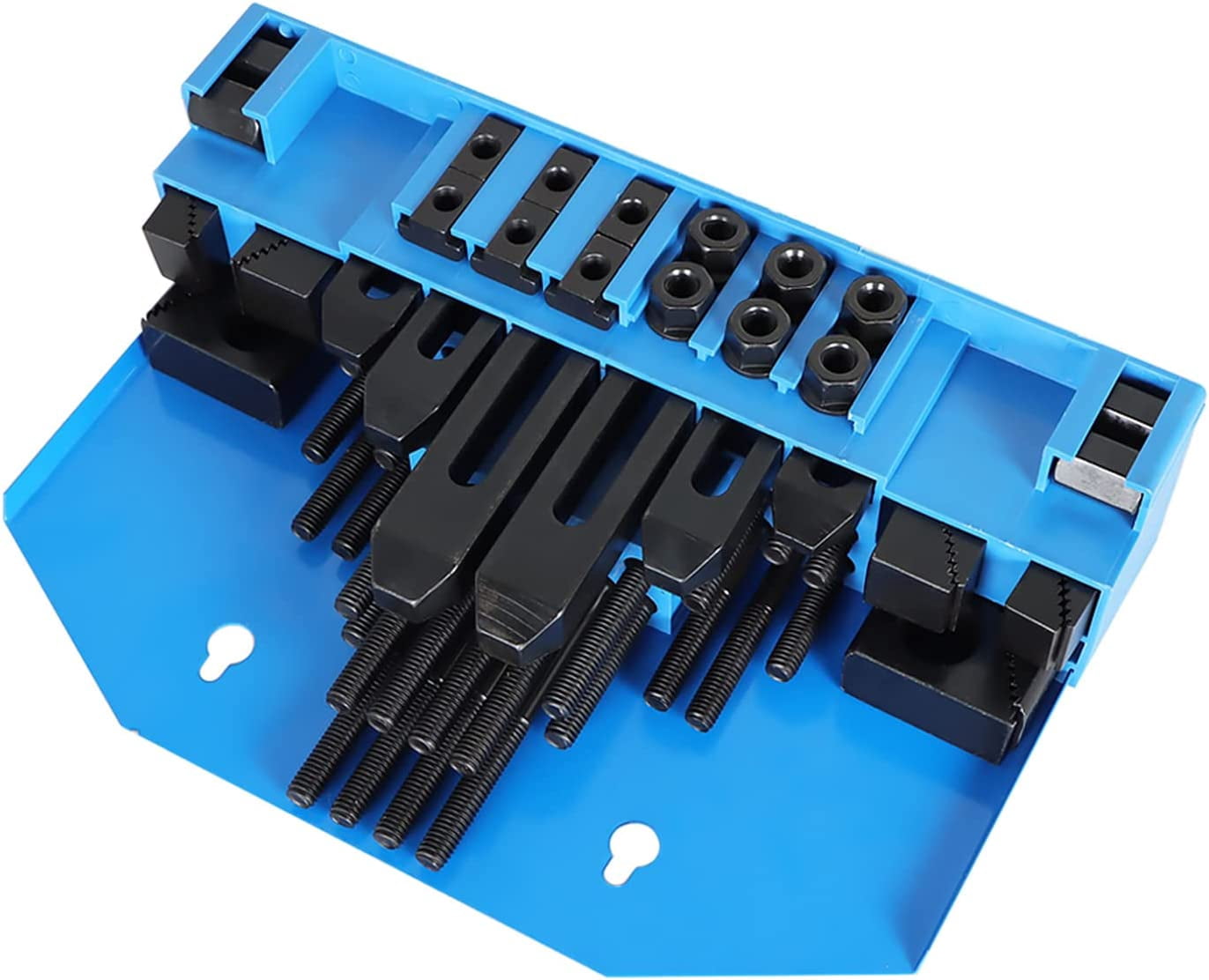 SEBLAFF 58 Pc 1/2 Inch T-Slot Hold Down Clamp Clamping Kit Mill Machinist Set Replacement for Bridgeport Milling Machine with Plastic Storage Box (3/8-16)