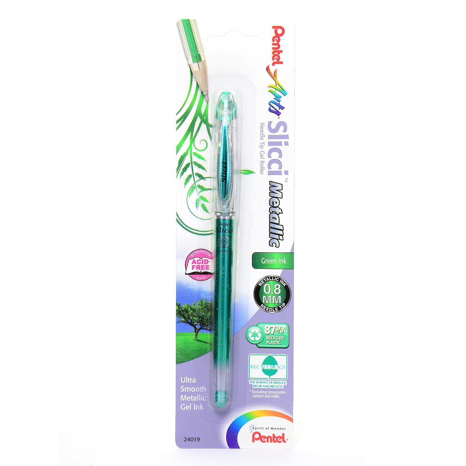 Pentel Slicci Extra Fine Metallic Gel Pens metallic silver each [Pack of 6] 99028-PK6