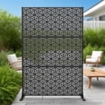 thumbnail image 4 of YUSAZENS Galvanized Steel Outdoor Privacy Screen, 3-Piece Set, Weather Resistant for Patio Backyard Black, 4 of 7