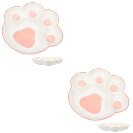 

2 Count Ceramic Divider Veggie Tray Kids Food Plates Toddler Pasta Cutlery Salad Divided Fruit Child