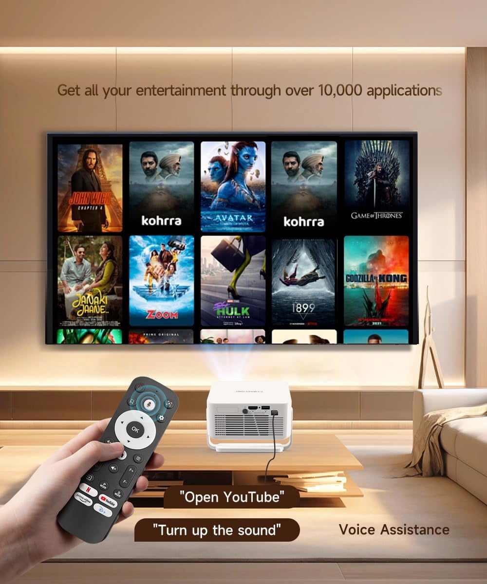 Magcubic Smart Projector HY300GT, 2K Support Portable Projector with WiFi and BT, Auto Focus & Keystone, 180° Rotatable Projector for Indoor/Outdoor