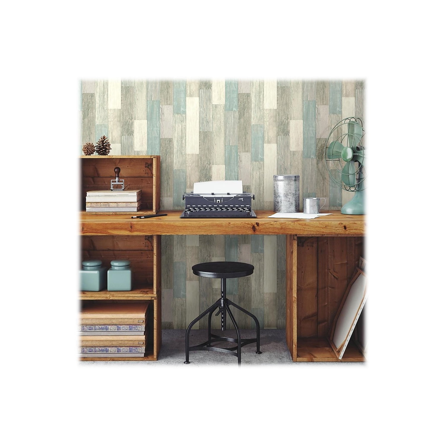 York Wallcoverings York Wallcovering B31-Peel & Stick Wallpaper Weathered Wood Plank Vinyl 20.5" x