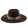 thumbnail image 5 of Big Wide Brim Boho Western Hat for Women and Men - Felt Rancher Fedora Panama Hat with 4 inches Flat Brim Cowboy Hat, 5 of 6