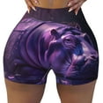thumbnail image 2 of Balery Purple Hippo In Water Pantalones cortos de entrenamiento estampados para mujer, sin costuras, ajustados, para gimnasio, yoga, correr, deportes, ejercicio activo, fitness.-Medium, 2 of 8